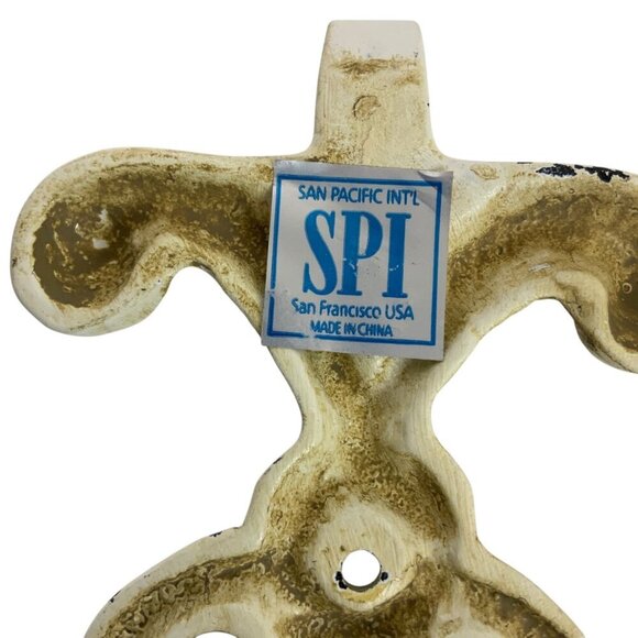 Set Of 3 SPI Decorative Wall Hooks Fleur-De-Lis Design Metal Distressed Finish - Picture 3 of 3